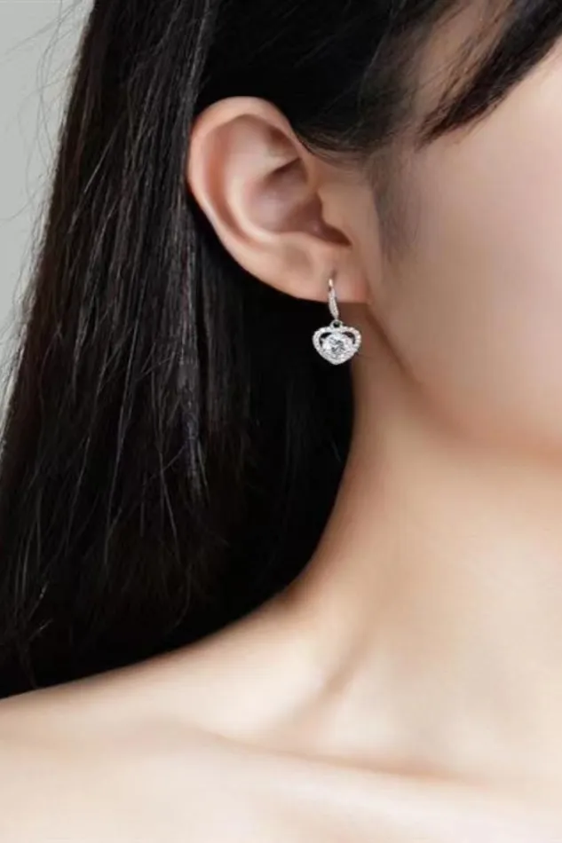 Earrings 2 Carat Moissanite PlatinumPlated Heart Drop Earrings Trendsi
