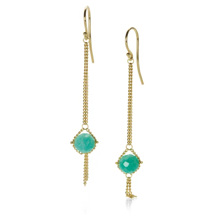Earrings Amali Amazonite 18k Textile Drop Earrings