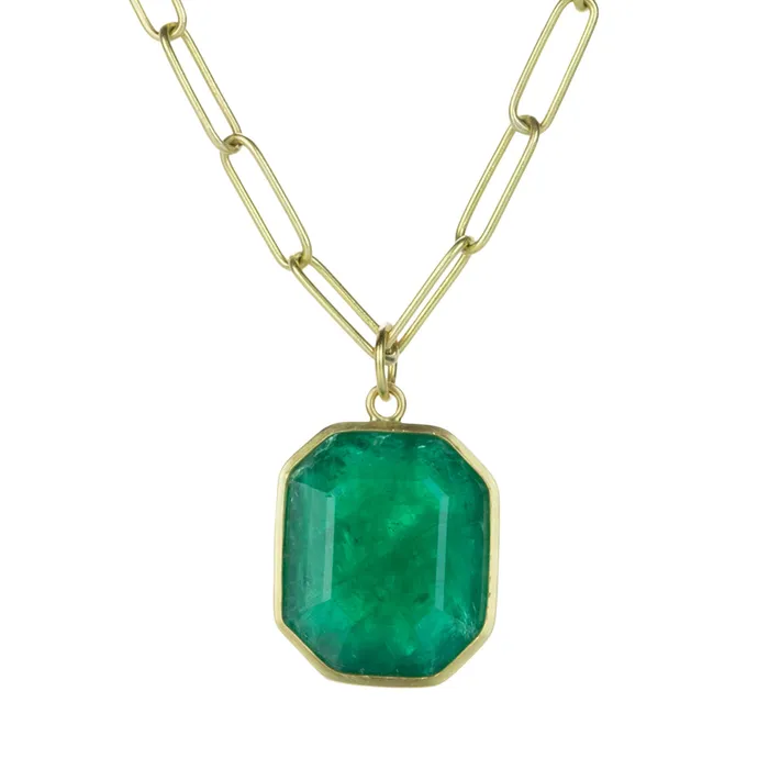 Fancy Emerald Cut Emerald Pendant Pendant Only Maria Beaulieu Necklaces