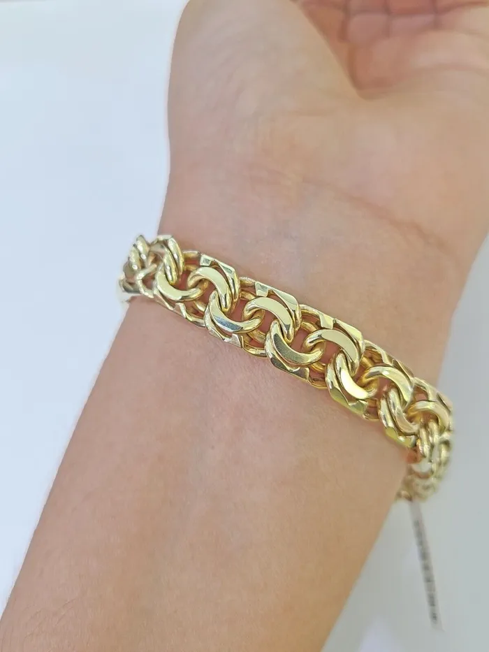 globalwatches10 Bracelets 10k Solid Yellow Gold Chino ID Bracelet Size 8 9mm Inches Box Lock Real 10kt