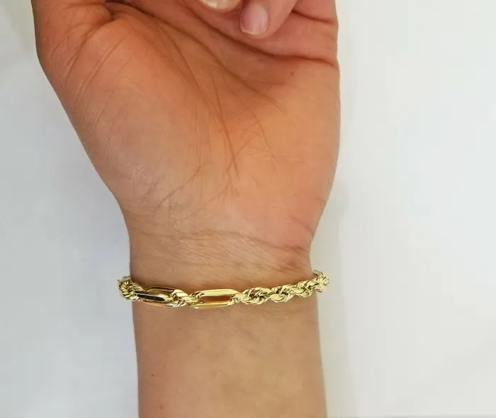 Globalwatches10 Bracelets 10k Yellow Gold Milano Rope Chain bracelet 7 5mm real gold hand chain