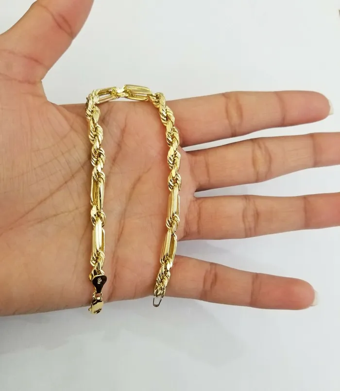 Globalwatches10 Bracelets 10k Yellow Gold Milano Rope Chain bracelet 7 5mm real gold hand chain