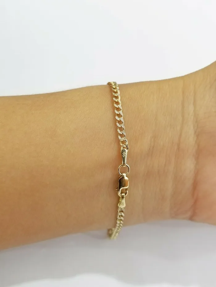 Globalwatches10 Bracelets 10KT Pure Yellow Gold 2mm Cuban Link Bracelet Diamond Cut Two tone 7 8 9 Real Globalwatches10 Bracelets 10KT Pure Yellow Gold 2mm Cuban Link Bracelet Diamond Cut Two tone 7 8 9 Real