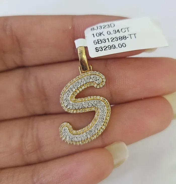Globalwatches10 Necklaces 10k Miami Cuban Chain S Diamond Charm Set 4mm 1826Yellow Gold Necklace Pendant