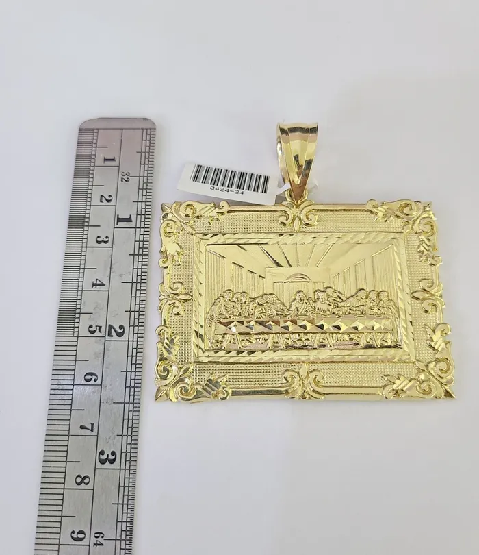 Gold and Diamond 10K Franco Chain Last Supper Pendant Charm Necklace 2026 5mm Yellow Gold SET Necklaces