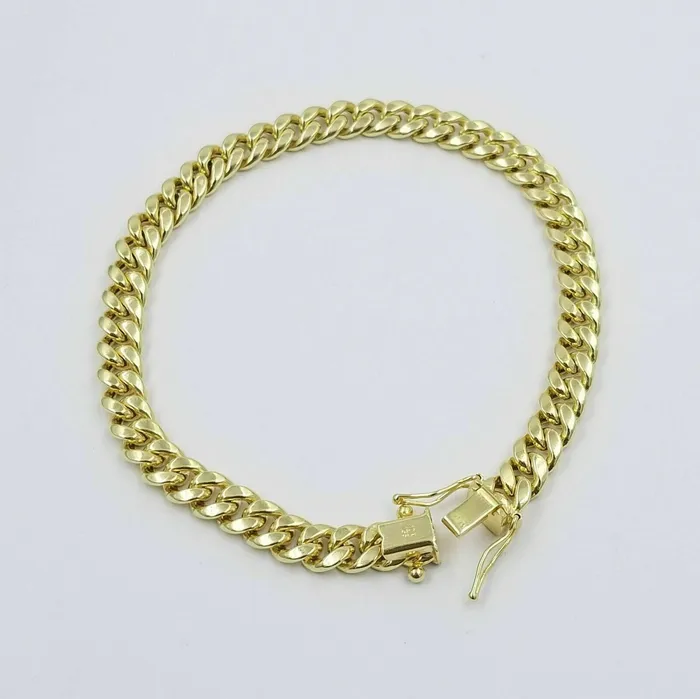 Gold and Diamond Bracelets 10k Yellow Gold Miami Cuban Bracelet Real Gold 6mm Link 75 inch Men Women
