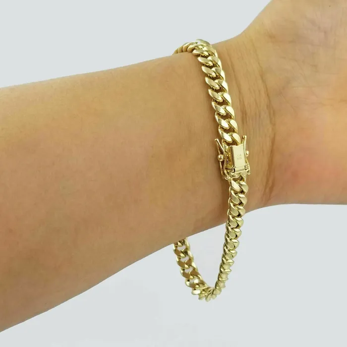 Gold and Diamond Bracelets 10k Yellow Gold Miami Cuban Bracelet Real Gold 6mm Link 75 inch Men Women
