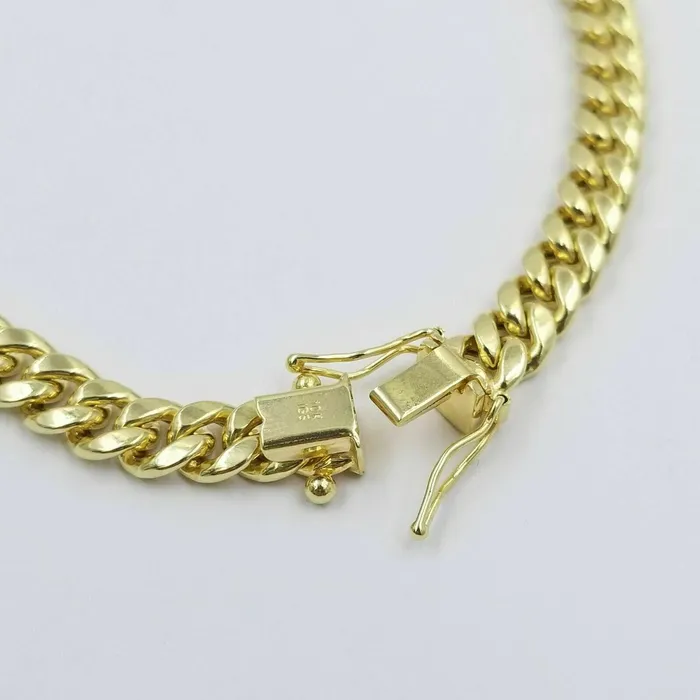 Gold and Diamond Bracelets 10k Yellow Gold Miami Cuban Bracelet Real Gold 6mm Link 75 inch Men Women
