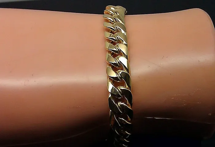 Gold and Diamond Bracelets 10k Yellow Gold Miami Cuban Bracelet Real Gold 6mm Link 75 inch Men Women