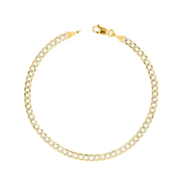 Gold and Diamond Bracelets Real 10k Yellow Gold Anklet or Bracelet Ladies 10 cuban curb link Women 25mm