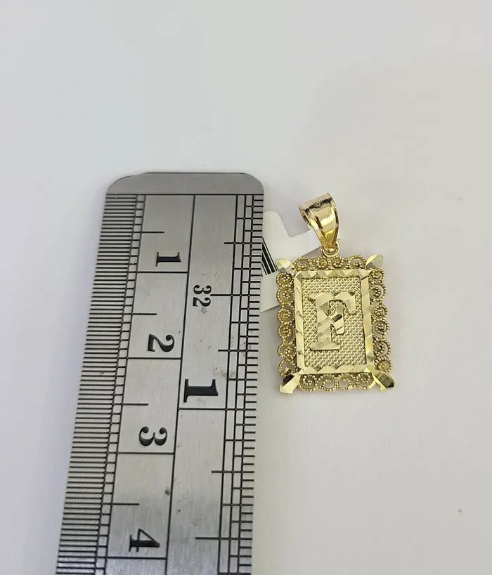Gold and Diamond Necklaces 10k Gold Initial F Charm Rope Chain 1626 25mm SET Necklace Alphabet Pendant