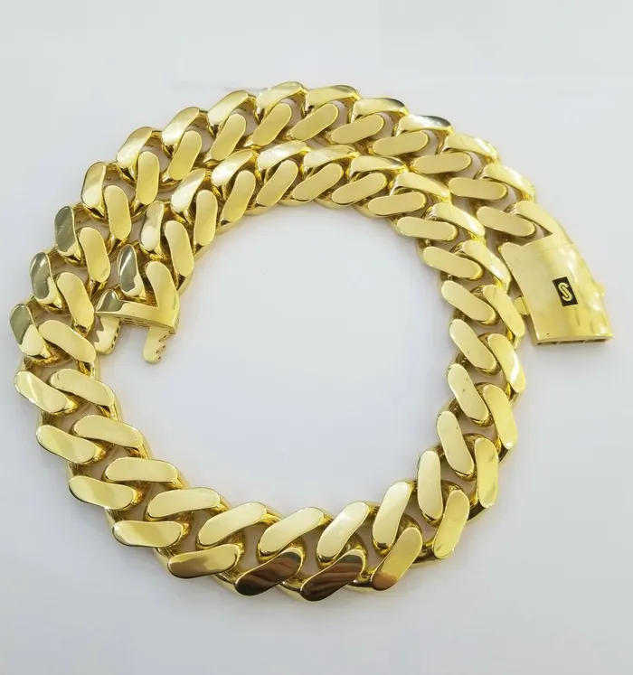 Gold and Diamond Necklaces 10k Gold Royal Miami Cuban Monaco Link Chain 24inch 23mm yellow gold necklace Gold and Diamond Necklaces 10k Gold Royal Miami Cuban Monaco Link Chain 24inch 23mm yellow gold necklace
