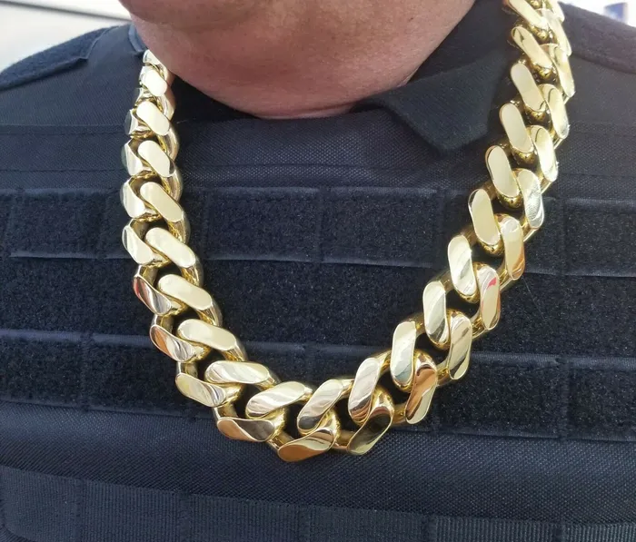 Gold and Diamond Necklaces 10k Gold Royal Miami Cuban Monaco Link Chain 24inch 23mm yellow gold necklace