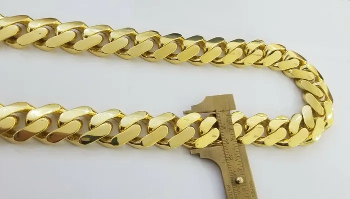 Gold and Diamond Necklaces 10k Gold Royal Miami Cuban Monaco Link Chain 24inch 23mm yellow gold necklace