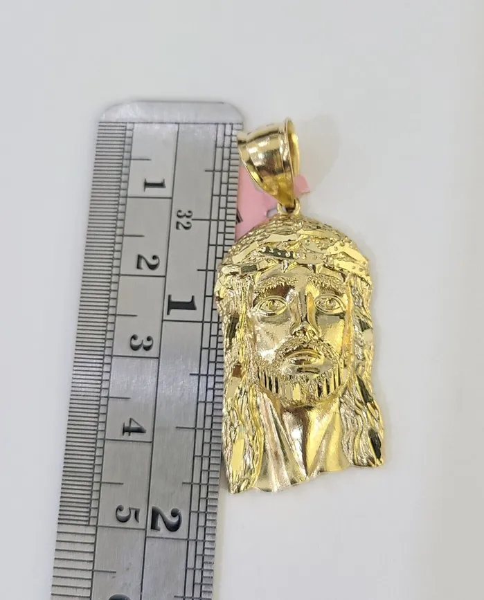 Gold and Diamond Necklaces 14k Solid Rope Chain Jesus Head Charm Set 4mm 1828 Inch Necklace Yellow Gold