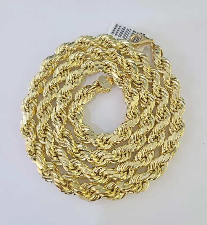 Gold and Diamond Necklaces Real 10k Rope Chain Yellow Gold Necklace 8mm 1828 Inch Mens 10kt Gold and Diamond Necklaces Real 10k Rope Chain Yellow Gold Necklace 8mm 1828 Inch Mens 10kt