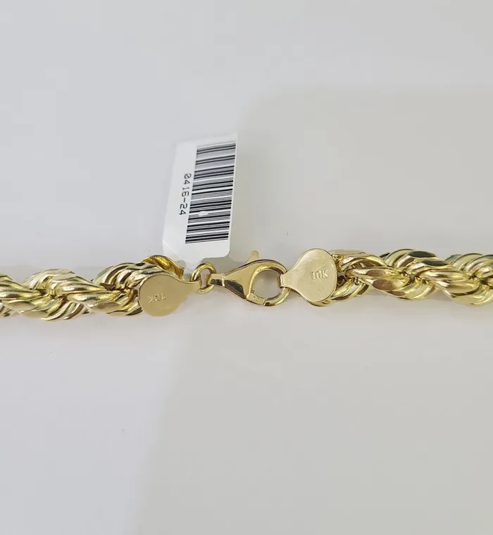 Gold and Diamond Necklaces Real 10k Rope Chain Yellow Gold Necklace 8mm 1828 Inch Mens 10kt