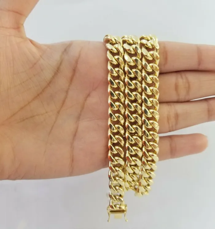 Gold and Diamond Necklaces Real 14K Yellow Gold Miami Cuban Link Necklace Chain 8mm box Lock14kt Gold Gold and Diamond Necklaces Real 14K Yellow Gold Miami Cuban Link Necklace Chain 8mm box Lock14kt Gold