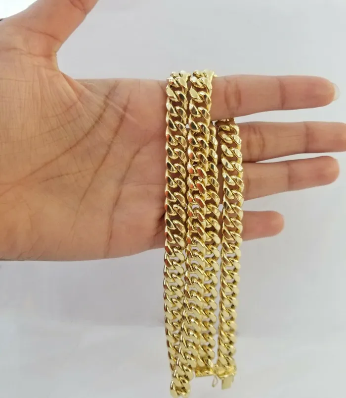 Gold and Diamond Necklaces Real 14K Yellow Gold Miami Cuban Link Necklace Chain 8mm box Lock14kt Gold Gold and Diamond Necklaces Real 14K Yellow Gold Miami Cuban Link Necklace Chain 8mm box Lock14kt Gold