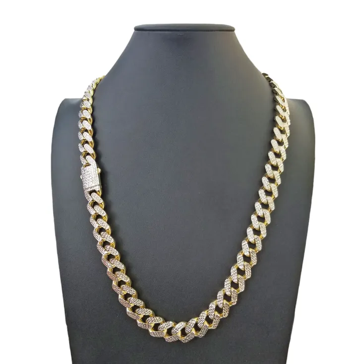 Gold and Diamond Real 10k Gold 12mm Royal Monaco Chain 25 Inch 9Inch Bracelet Set Diamond Cut Bracelets