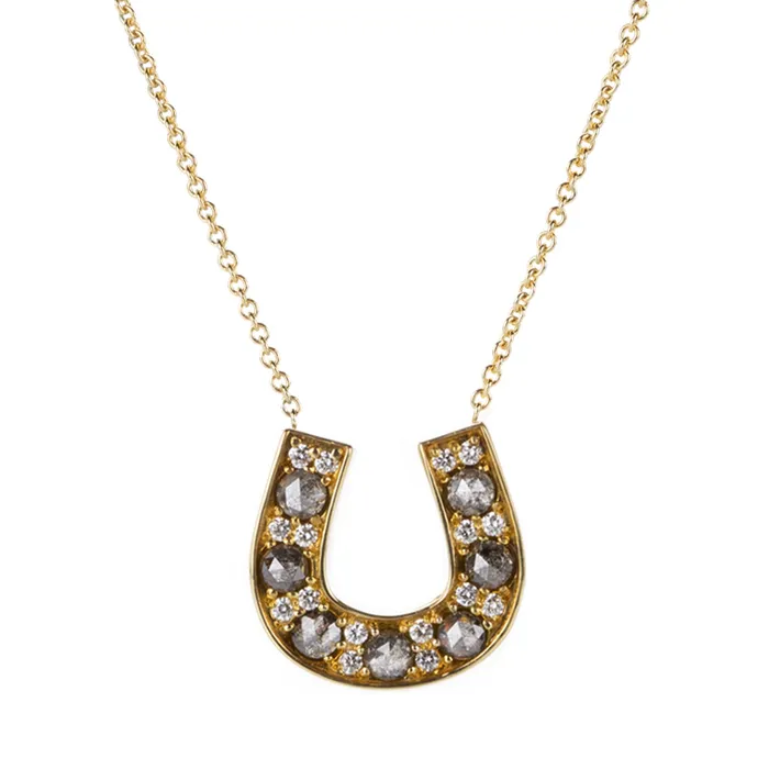 Gray Rose Cut Diamond Horseshoe Necklace Alexis Kletjian Necklaces