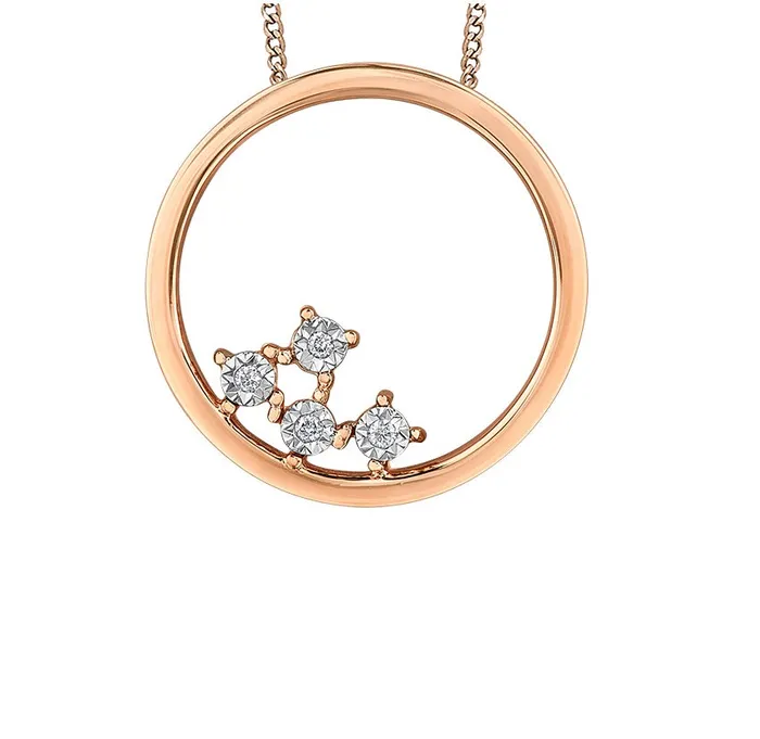 Independent Jewellers Necklaces 10kt Rose Gold Circle Diamond Pendant
