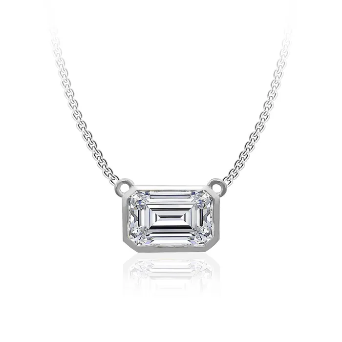 Independent Jewellers Necklaces 10kt White Gold 035ct Emerald LabGrown Diamond Bezel Solitaire Necklace Independent Jewellers Necklaces 10kt White Gold 035ct Emerald LabGrown Diamond Bezel Solitaire Necklace