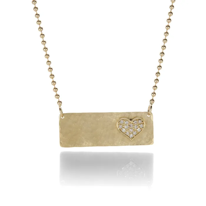 Julez Bryant Necklaces Rectangular Diamond Heart Bar Necklace