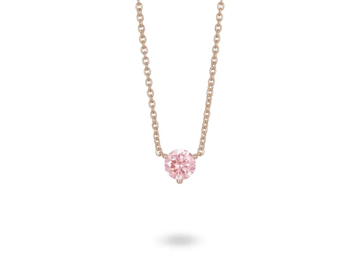 Lightbox Necklaces 14kt Rose Gold 100ct LabGrown Pink Solitaire Diamond Pendant Lightbox Necklaces 14kt Rose Gold 100ct LabGrown Pink Solitaire Diamond Pendant