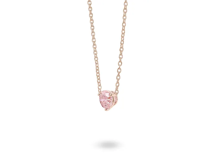 Lightbox Necklaces 14kt Rose Gold 100ct LabGrown Pink Solitaire Diamond Pendant