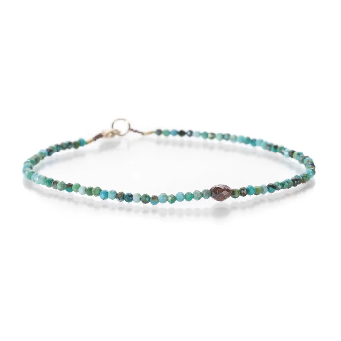 Margaret Solow Bracelets Turquoise Bracelet with One Brown Diamond