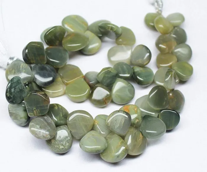 Natural Chrysoberyl Cats Eye Heart Drop Briolette Loose Gemstone Beads 8 8mm Beads Supplies USA Earrings