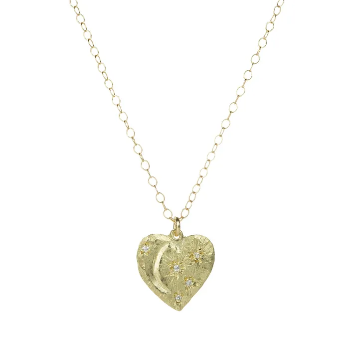 Necklaces 14k Heart with Moon and Stars Necklace Victoria Cunningham