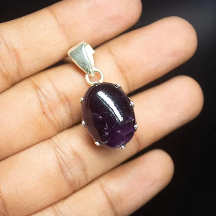 Necklaces 8gm Purple Amethyst Oval Shape 925 Sterling Silver Bezel Pendant Beads Supplies USA Necklaces 8gm Purple Amethyst Oval Shape 925 Sterling Silver Bezel Pendant Beads Supplies USA