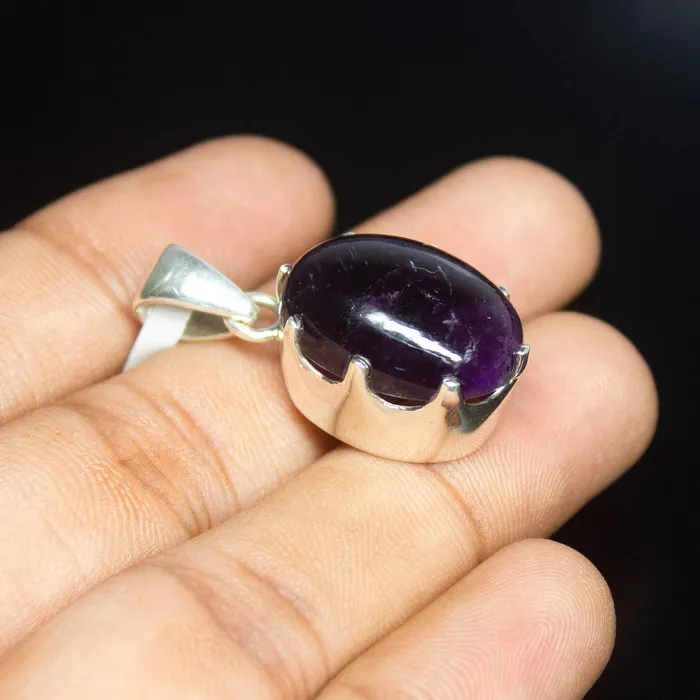 Necklaces 8gm Purple Amethyst Oval Shape 925 Sterling Silver Bezel Pendant Beads Supplies USA