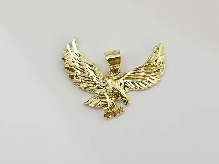 Necklaces Gold and Diamond 10k Gold Men Eagle Charm Pendant 25mm Rope Chain in 18 20 22 24 26 28 Inch Real
