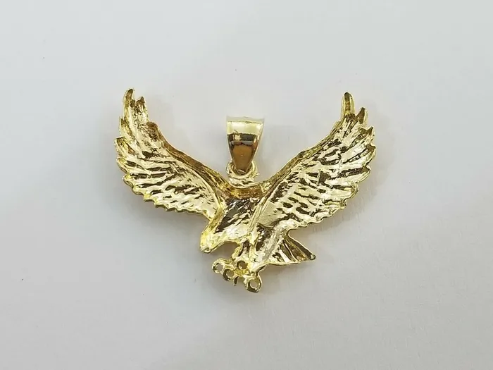Necklaces Gold and Diamond 10k Gold Men Eagle Charm Pendant 25mm Rope Chain in 18 20 22 24 26 28 Inch Real