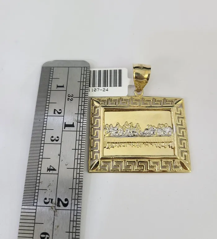 Necklaces Gold and Diamond 10k Solid Rope Chain 4mm Last Supper Pendant Charm Necklace SET 2028 in