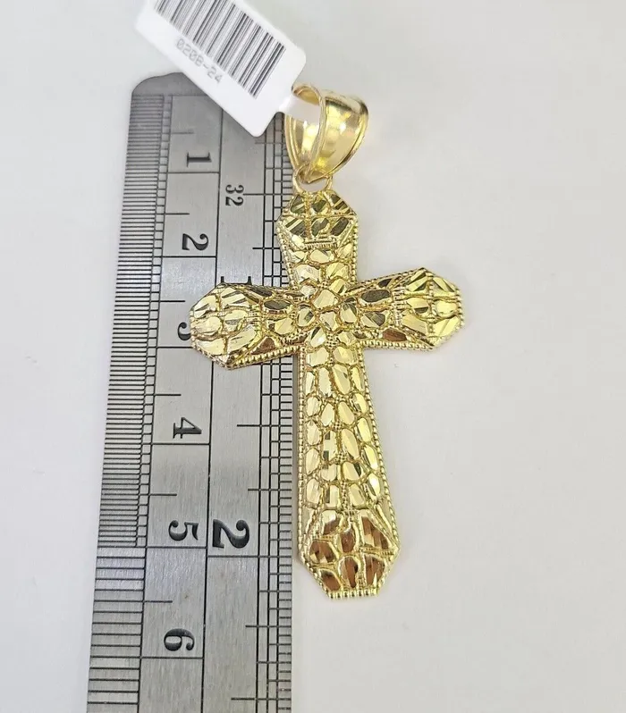 Necklaces Gold and Diamond Real 10k Gold Rope Chain Jesus Cross Charm Pendant SET Necklace 3mm 2030 Inch