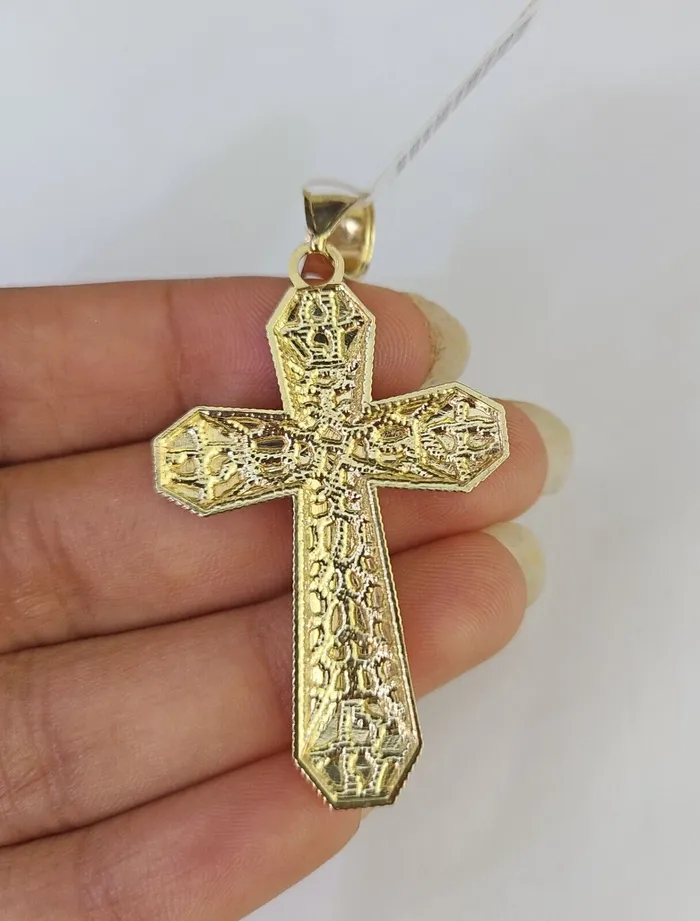 Necklaces Gold and Diamond Real 10k Gold Rope Chain Jesus Cross Charm Pendant SET Necklace 3mm 2030 Inch