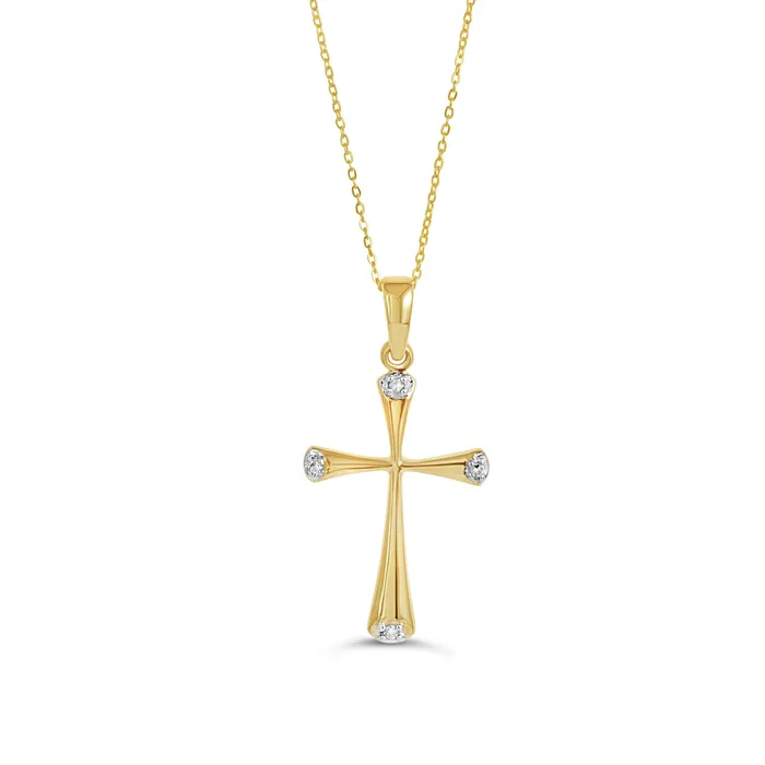 Necklaces Independent Jewellers 10kt Yellow Gold Four Diamond Cross Pendant Necklaces Independent Jewellers 10kt Yellow Gold Four Diamond Cross Pendant
