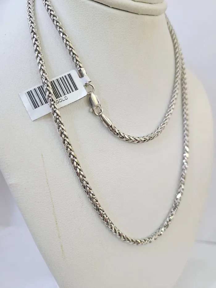 Necklaces Real 10k Palm Chain White Gold 3mm 22 Necklace Men Women Real Genuine Gold and Diamond Necklaces Real 10k Palm Chain White Gold 3mm 22 Necklace Men Women Real Genuine Gold and Diamond