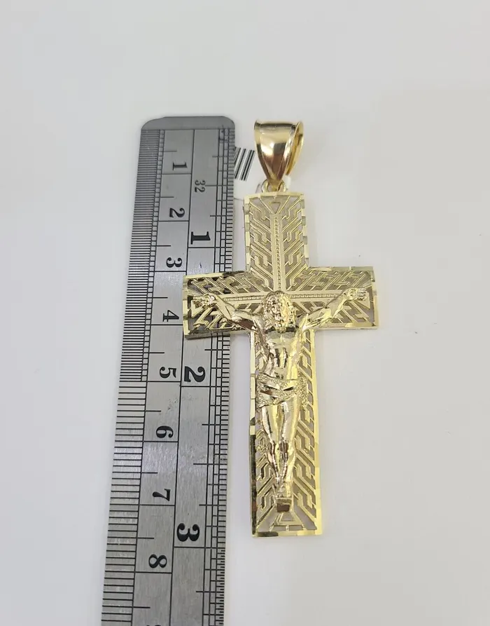 Necklaces Real 10k Rope Chain Jesus Cross Charm Set 7mm 2028 Inch Necklace Yellow Gold Globalwatches10