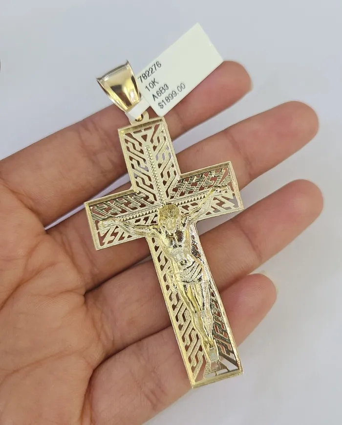 Necklaces Real 10k Rope Chain Jesus Cross Charm Set 7mm 2028 Inch Necklace Yellow Gold Globalwatches10