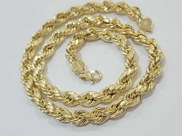 Necklaces Real 10k Yellow Gold Rope Chain 28 Inch 8mm Thick Mens Necklace 10kt Gold Gold and Diamond Necklaces Real 10k Yellow Gold Rope Chain 28 Inch 8mm Thick Mens Necklace 10kt Gold Gold and Diamond