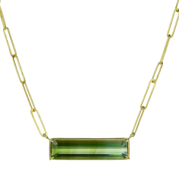 Necklaces Rosanne Pugliese Green Tourmaline Bar Pendant Necklace