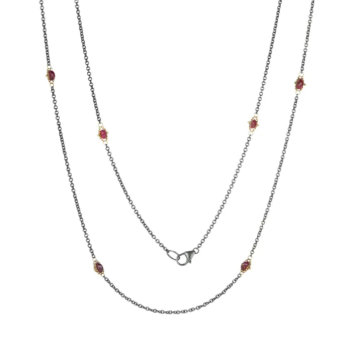 Necklaces Ruby Textile Station Necklace Amali