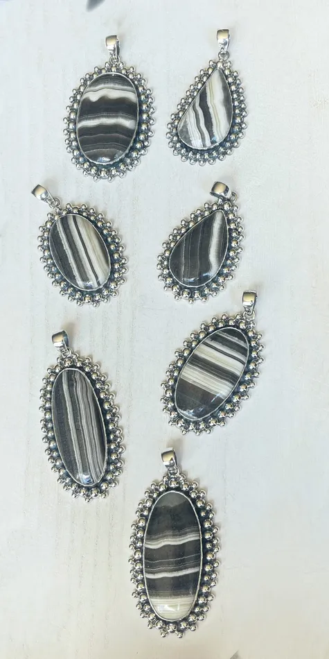 Necklaces Sophiareneboutiquecom Sterling Silver Zebra Calcite Pendant Necklace