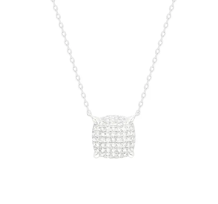Necklaces Sophiareneboutique Sterling Silver Square CZ Necklace