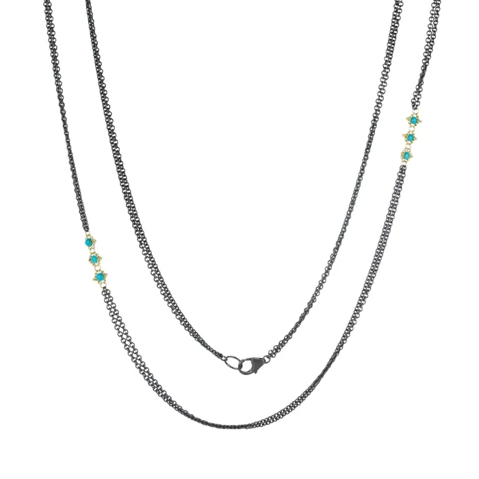 Necklaces Triple Turquoise Textile Station Necklace Amali